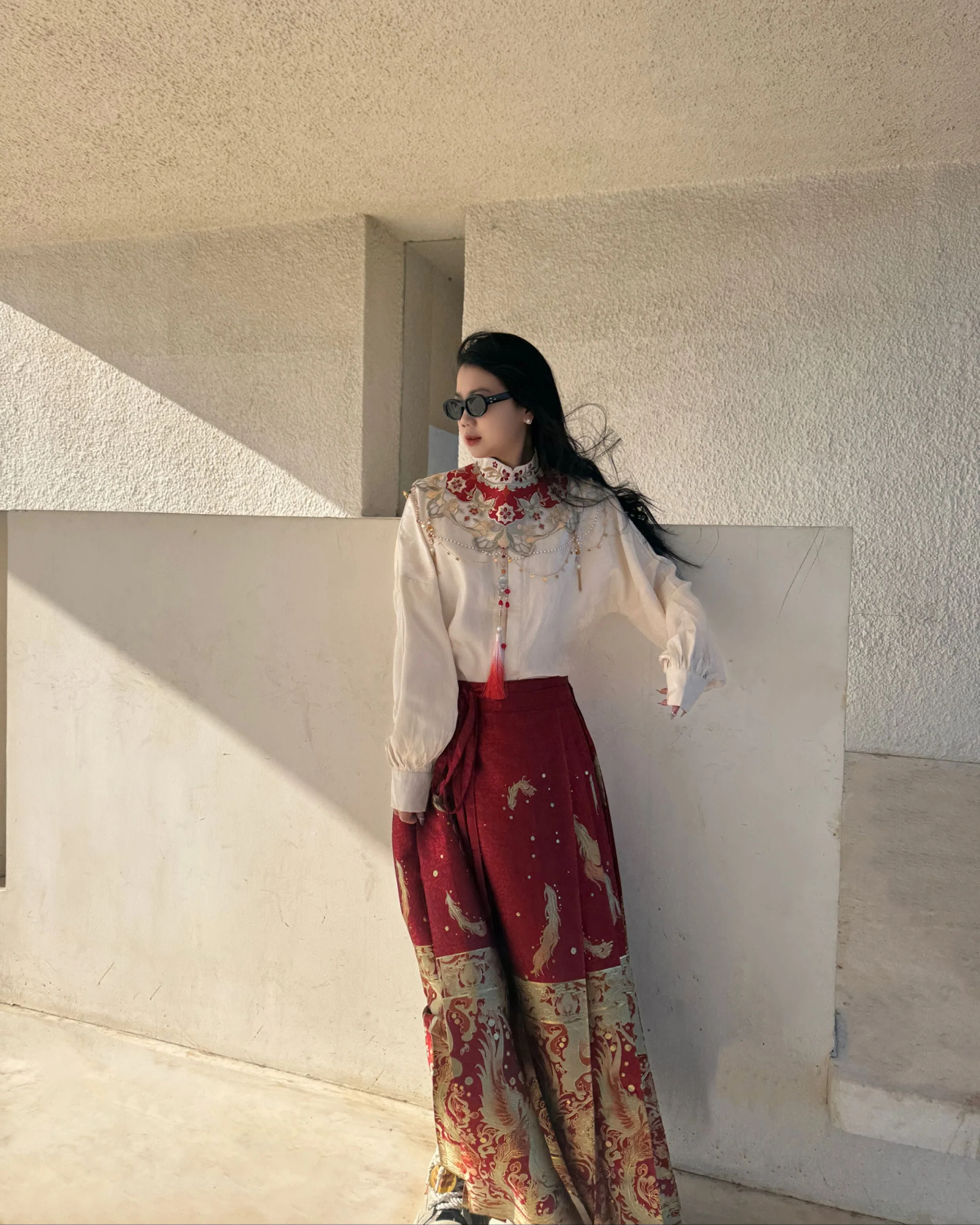 Jing Jiu 敬酒 Toast to the Bride Ming Dynasty Plus Size Cloud Collar & Mamian Skirt - Image 18