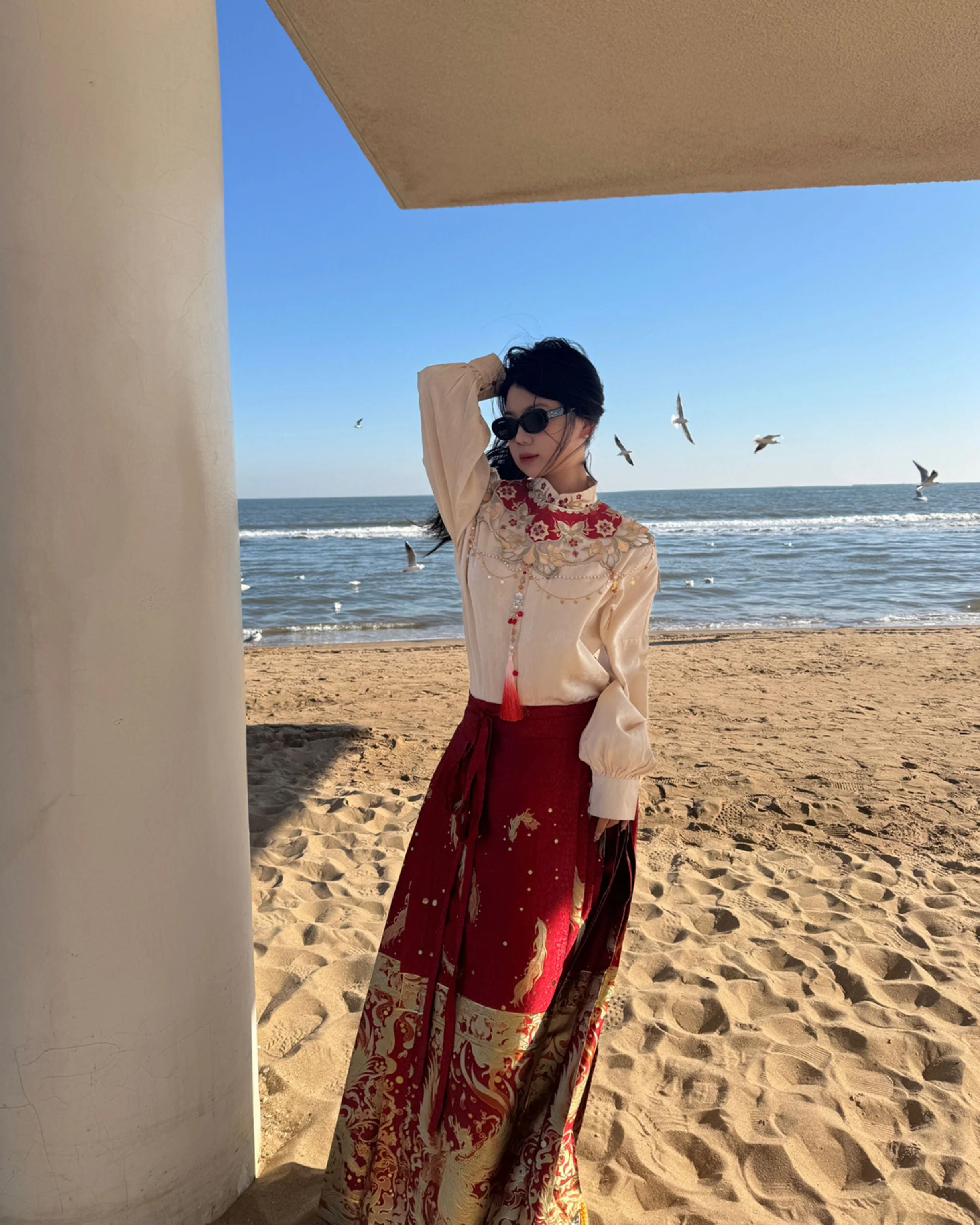 Jing Jiu 敬酒 Toast to the Bride Ming Dynasty Plus Size Cloud Collar & Mamian Skirt - Image 19