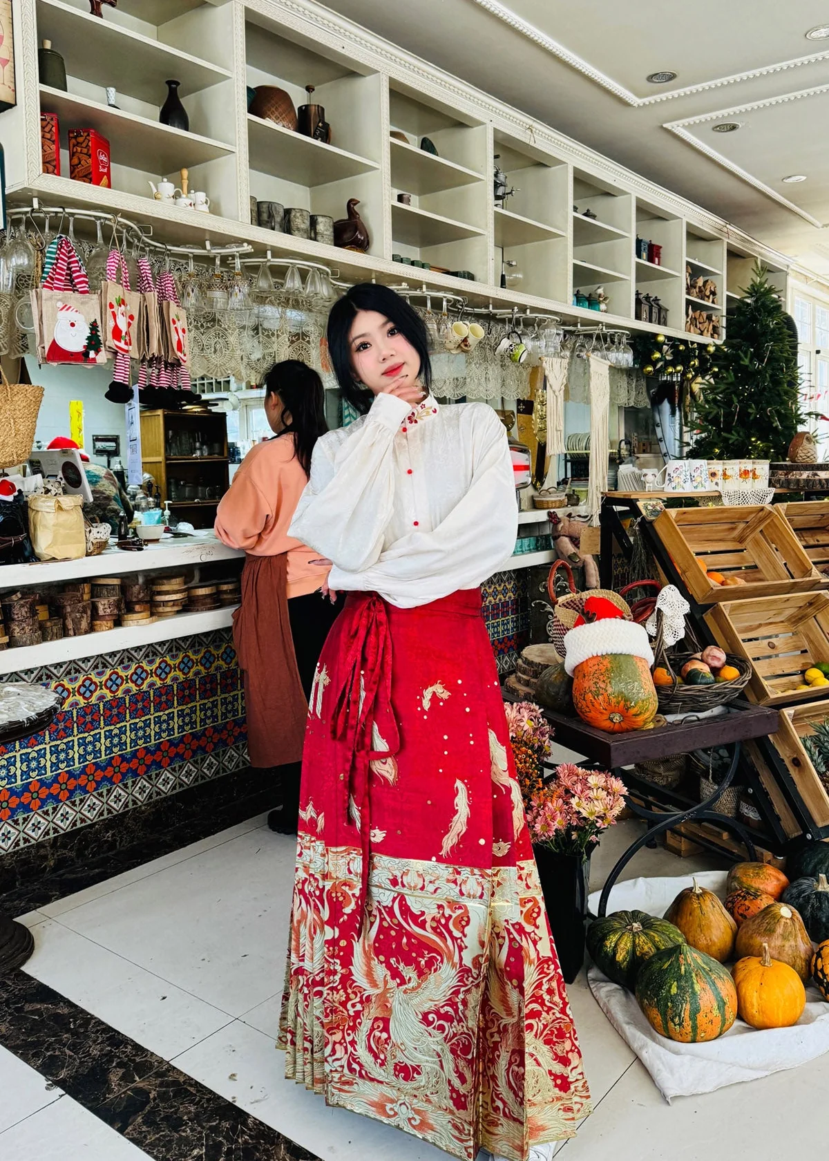 Jing Jiu 敬酒 Toast to the Bride Ming Dynasty Plus Size Cloud Collar & Mamian Skirt - Image 2
