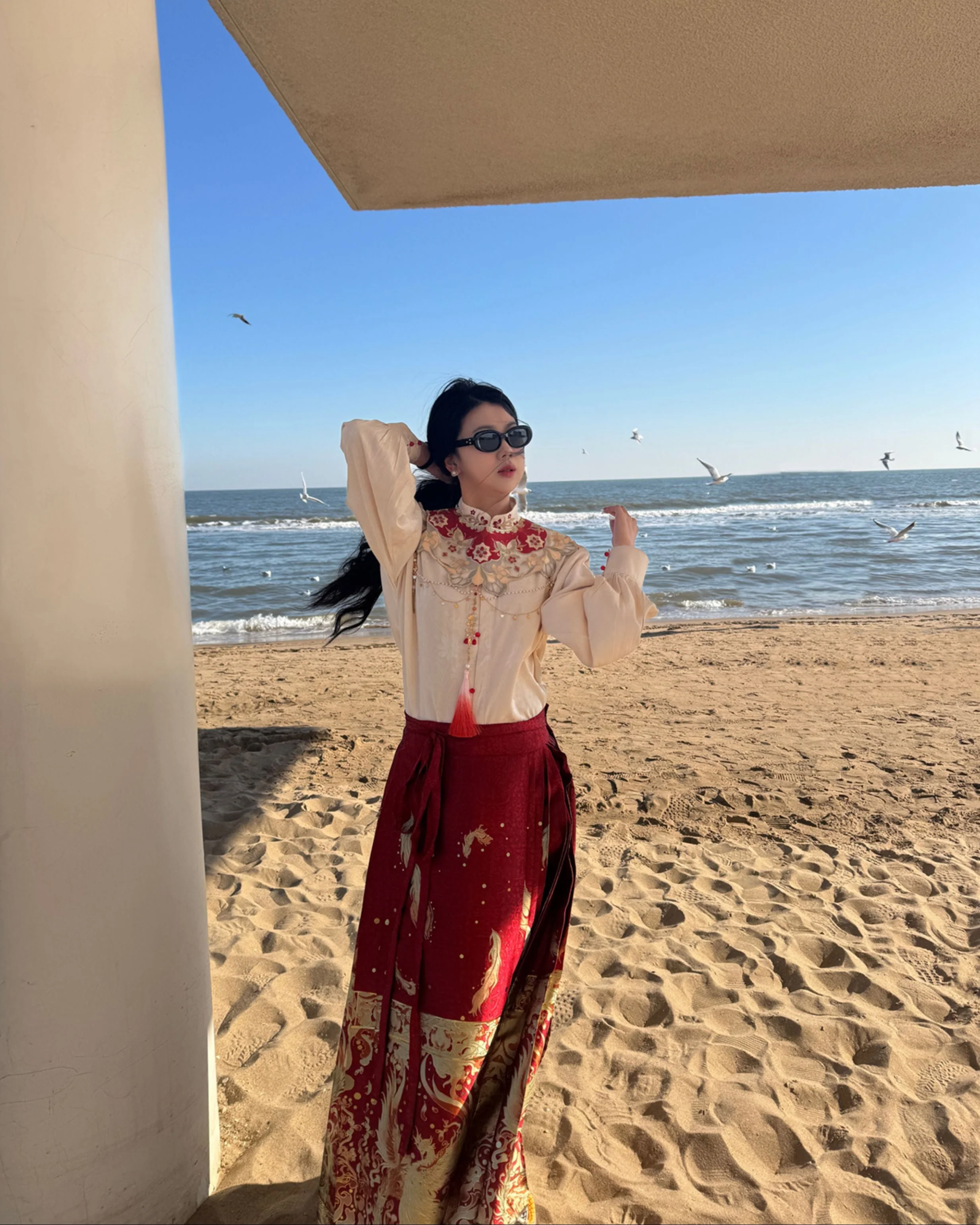 Jing Jiu 敬酒 Toast to the Bride Ming Dynasty Plus Size Cloud Collar & Mamian Skirt - Image 20