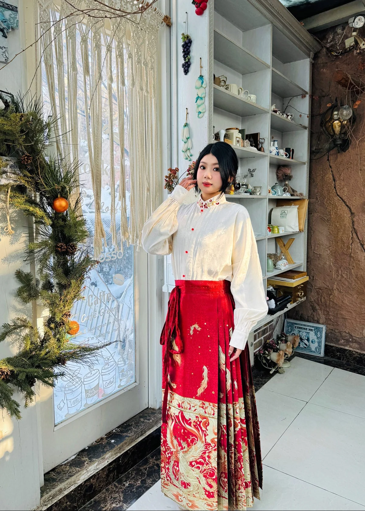 Jing Jiu 敬酒 Toast to the Bride Ming Dynasty Plus Size Cloud Collar & Mamian Skirt - Image 3