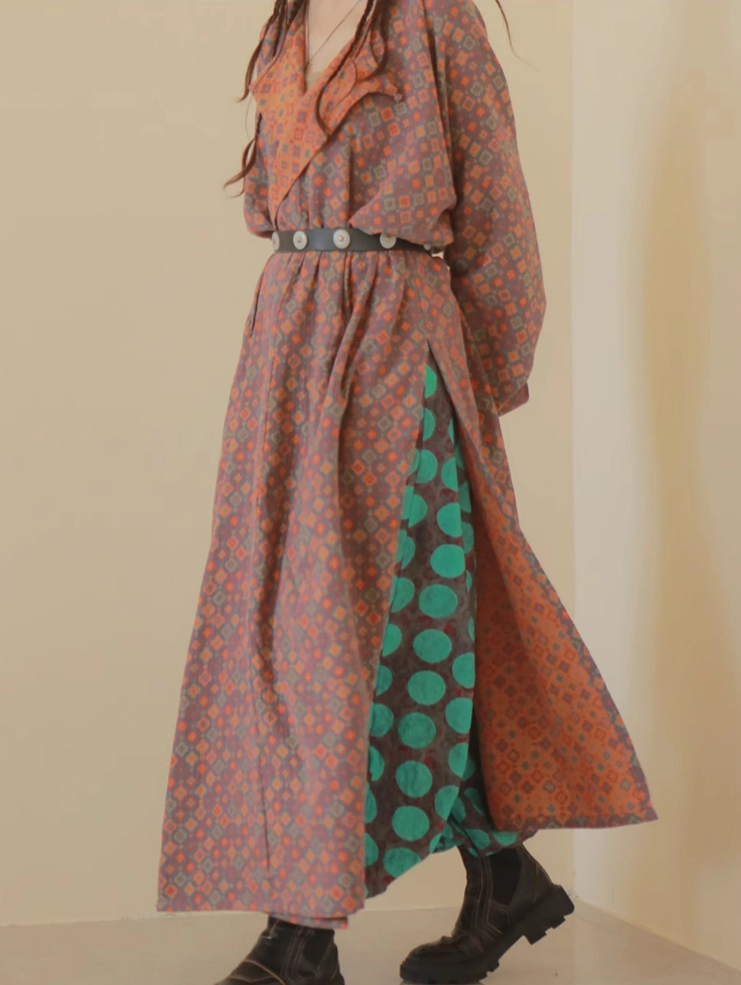 Jingjie Huashu 荆芥花束 Cat Mint Bouquet Modernized Tang Double Sided Cotton Jacquard Yuanlingpao Robe Set - Image 5