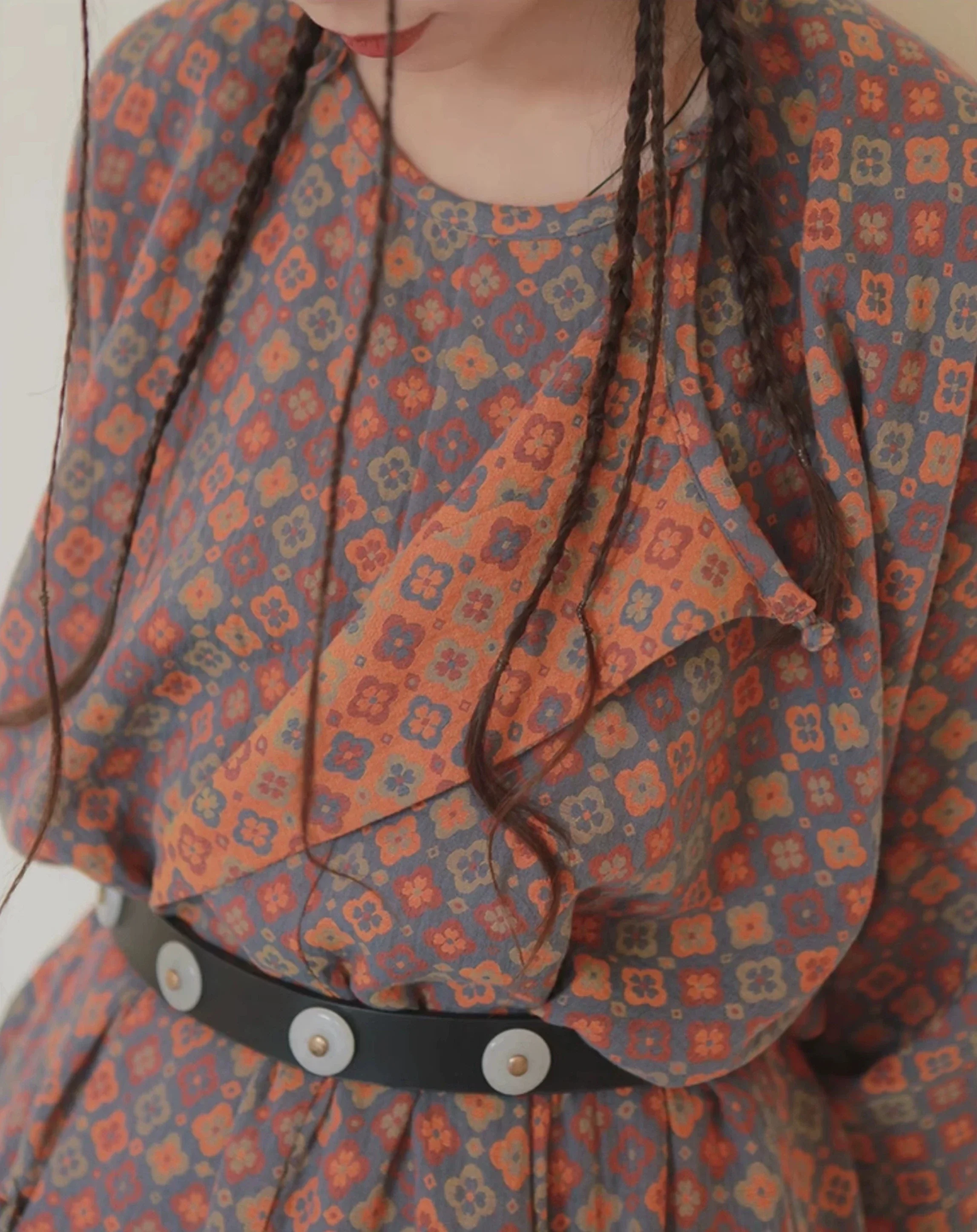 Jingjie Huashu 荆芥花束 Cat Mint Bouquet Modernized Tang Double Sided Cotton Jacquard Yuanlingpao Robe Set - Image 8