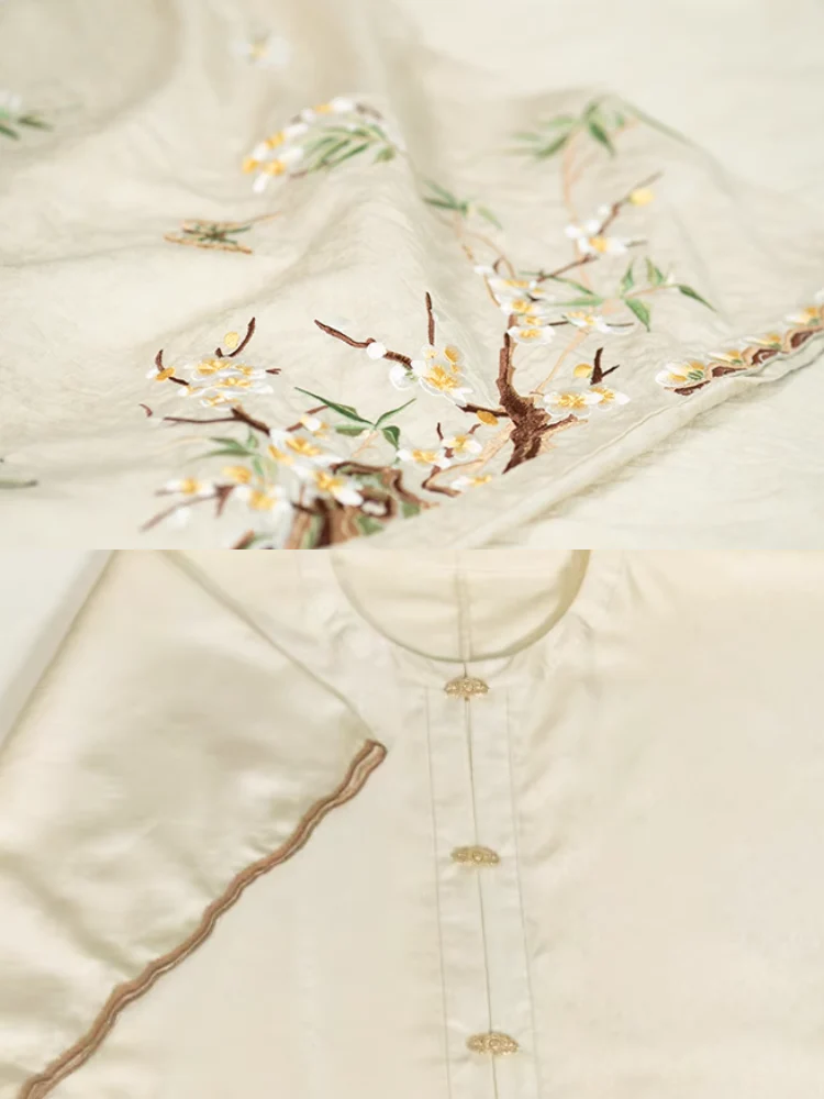 Jiu Cha 旧茶 Aged Tea Fairy Ming Dynasty Custom Yunjian Cloud Collar Long Top & Mamian Skirt Set - Image 12