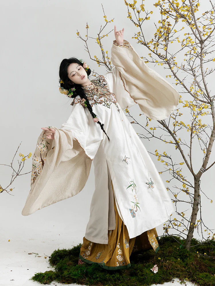 Jiu Cha 旧茶 Aged Tea Fairy Ming Dynasty Custom Yunjian Cloud Collar Long Top & Mamian Skirt Set - Image 4