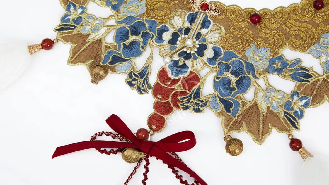 Jiuyao Jinzhi 九曜金枝 Golden Branch Ming Dynasty Jiaoling Aoqun Cloud Collar Set - Image 10