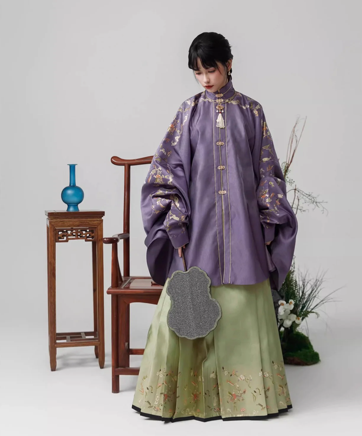 Ju Fen 橘粉 Orange Powder Ming Dynasty Liling Duijin Standing Collar Top & Mamian Aoqun Set - Image 10