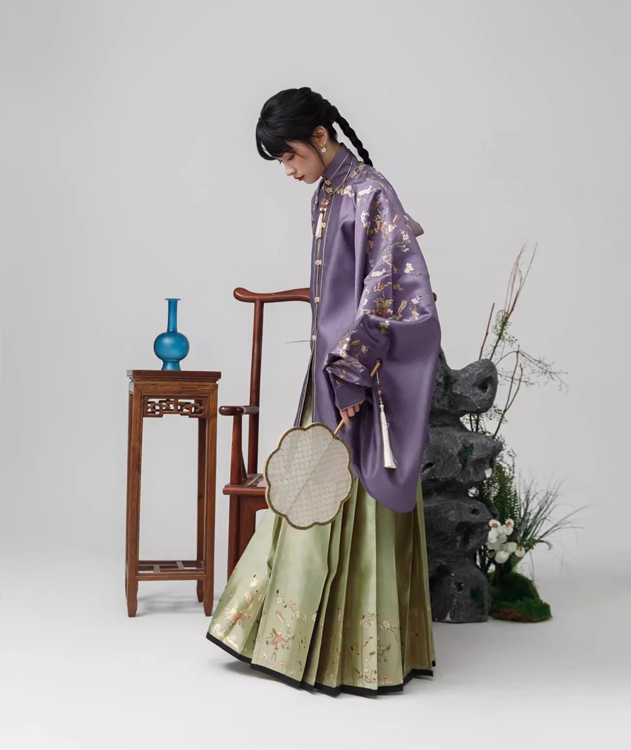 Ju Fen 橘粉 Orange Powder Ming Dynasty Liling Duijin Standing Collar Top & Mamian Aoqun Set - Image 11