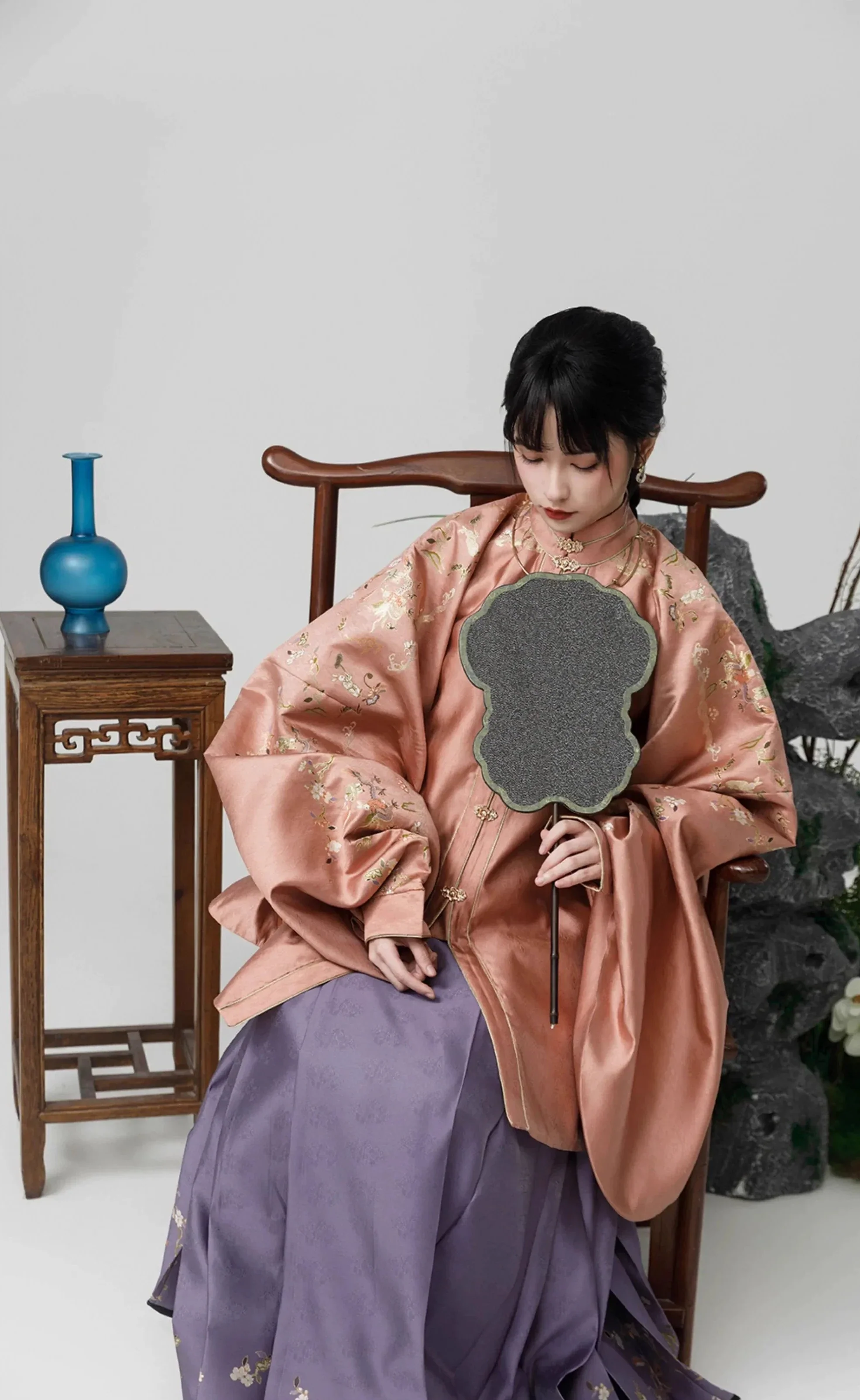 Ju Fen 橘粉 Orange Powder Ming Dynasty Liling Duijin Standing Collar Top & Mamian Aoqun Set - Image 5