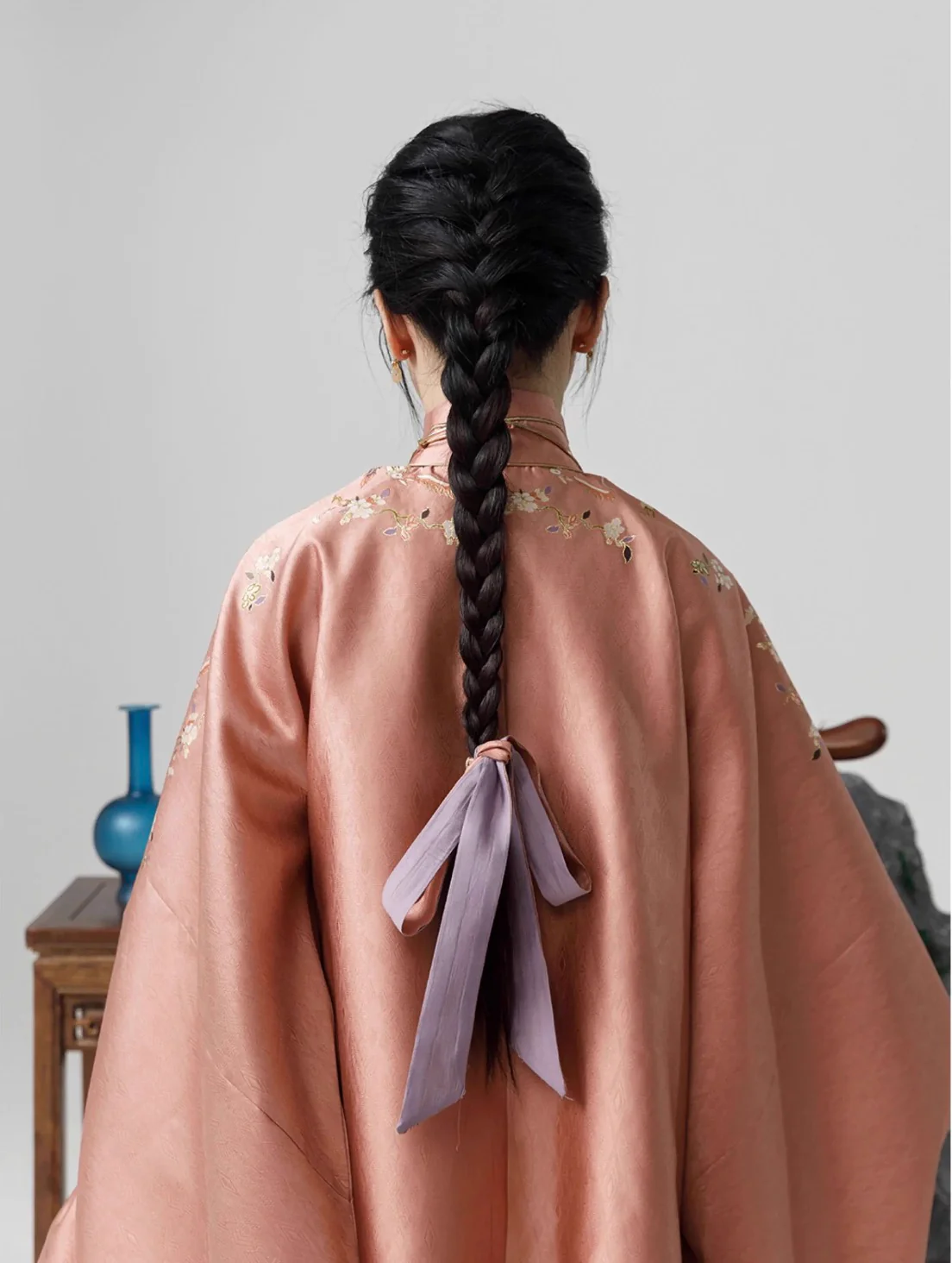 Ju Fen 橘粉 Orange Powder Ming Dynasty Liling Duijin Standing Collar Top & Mamian Aoqun Set - Image 6