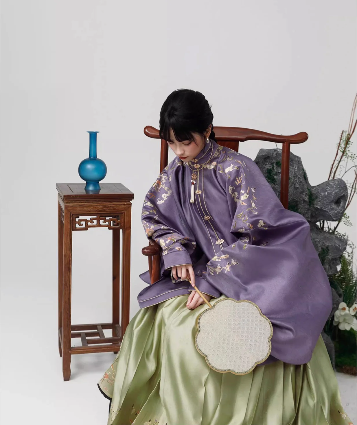 Ju Fen 橘粉 Orange Powder Ming Dynasty Liling Duijin Standing Collar Top & Mamian Aoqun Set - Image 9