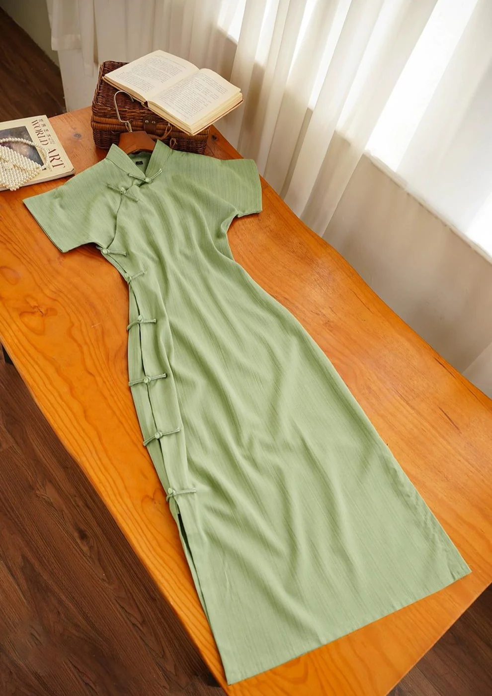 Jue Lei 蕨类 Fern 1930s Daily Retro Short Sleeve Qipao - Image 2