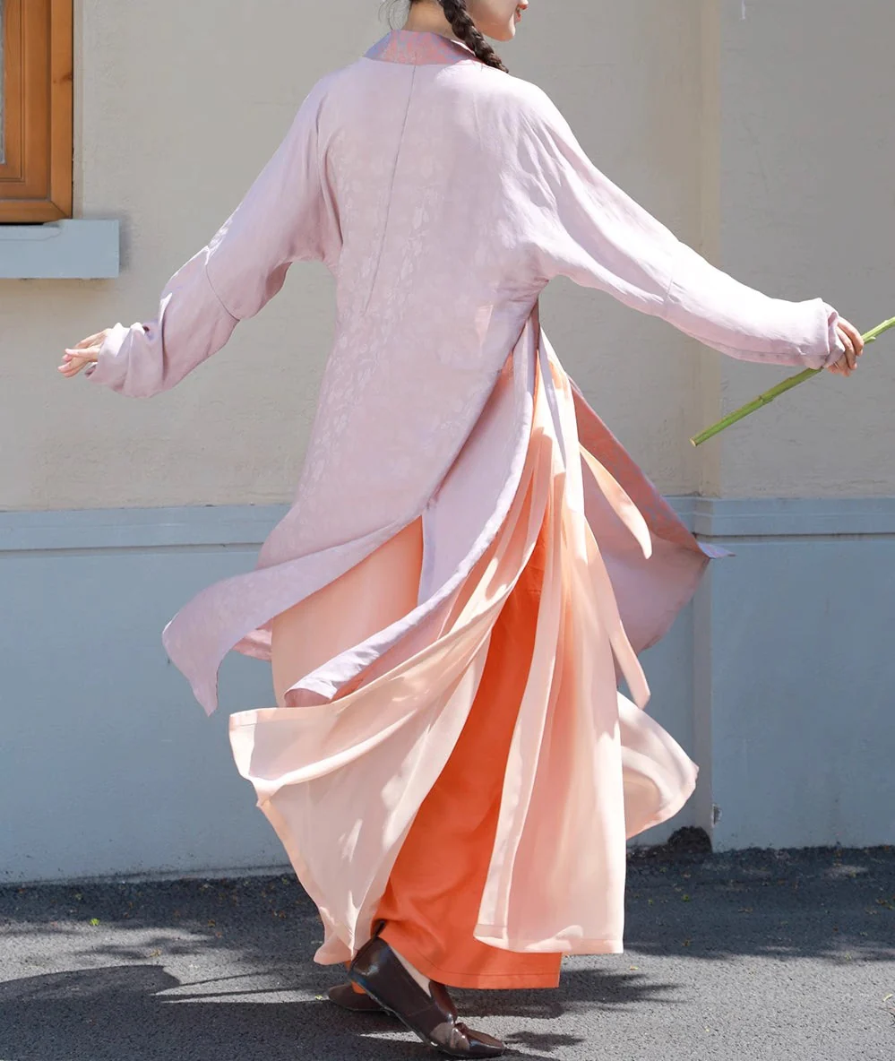 Jüzi Qishui 橘子汽水 Orange Soda Modernized Song Dynasty Beizi & Double Layered Trousers Set - Image 6
