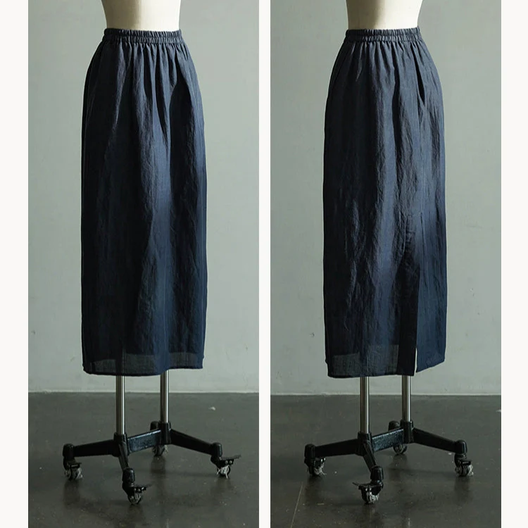 Lan Su 蓝溯 Tracing Blue New Chinese Style Summer Tencel Linen Qipao Top & Skirt Set - Image 15