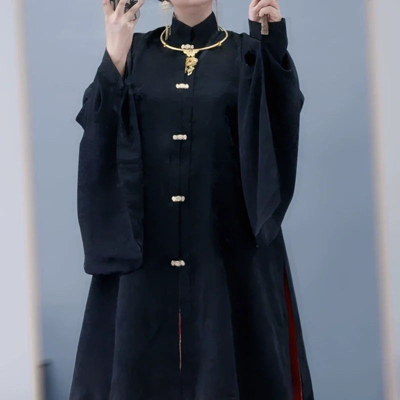 Li Luo 梨落 Pear Blossom Ming Dynasty Plus Size Pifeng Faux Fur Coat & Changshan Long Top Set - Image 17
