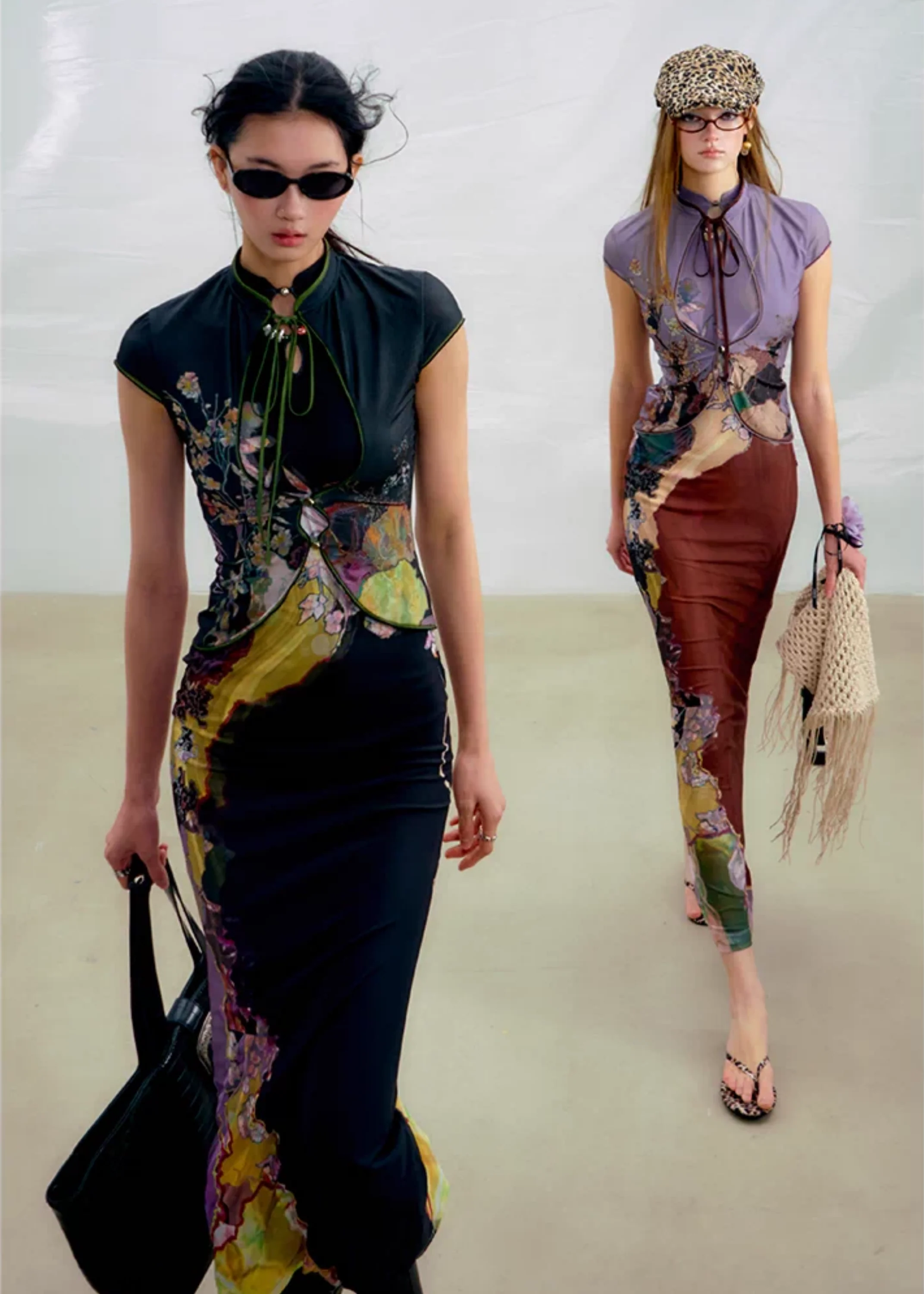 Li Meng 李梦 Plum Dream New Chinese Style Tricolor Print Sleeveless Qipao - Image 10