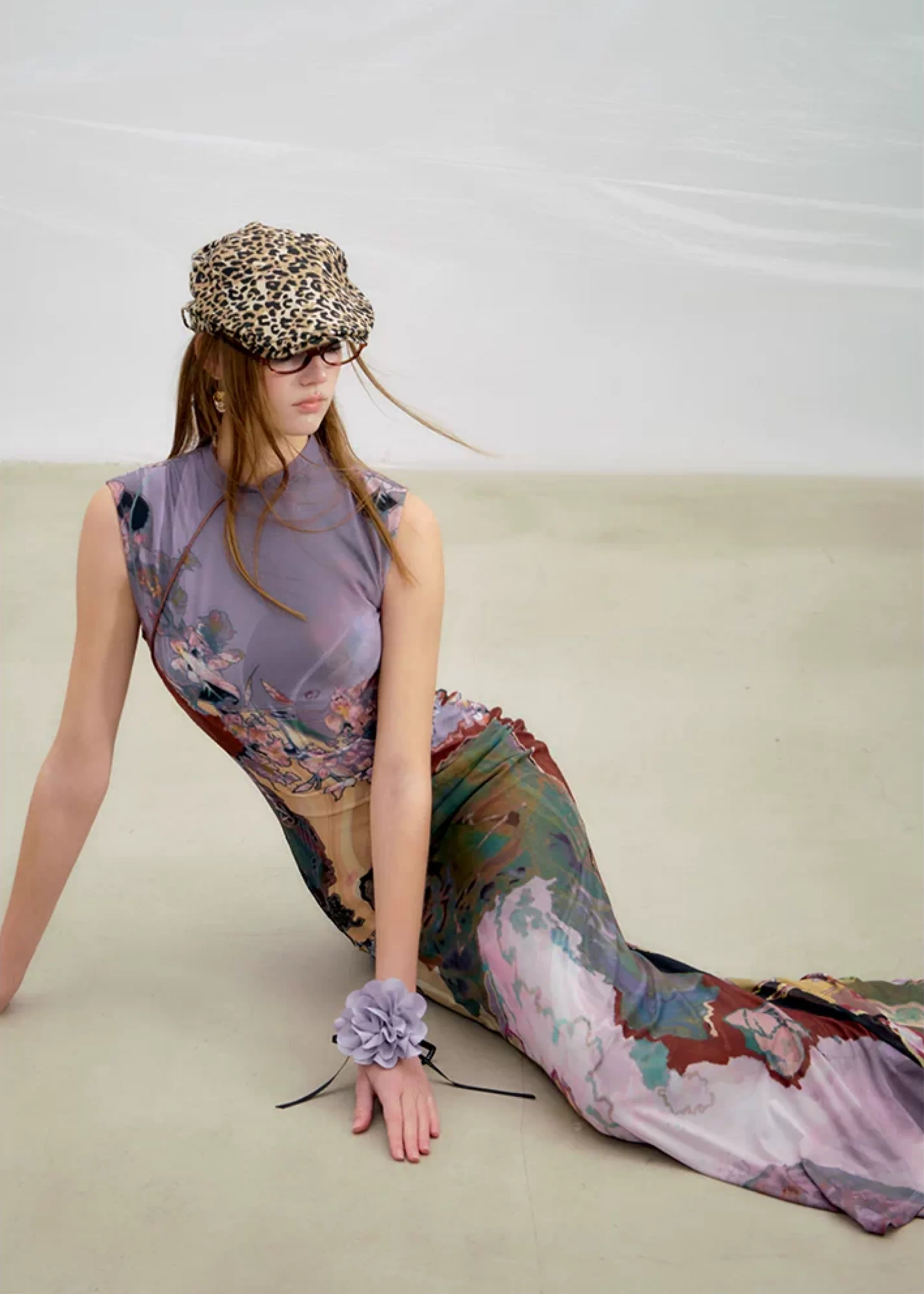 Li Meng 李梦 Plum Dream New Chinese Style Tricolor Print Sleeveless Qipao - Image 11