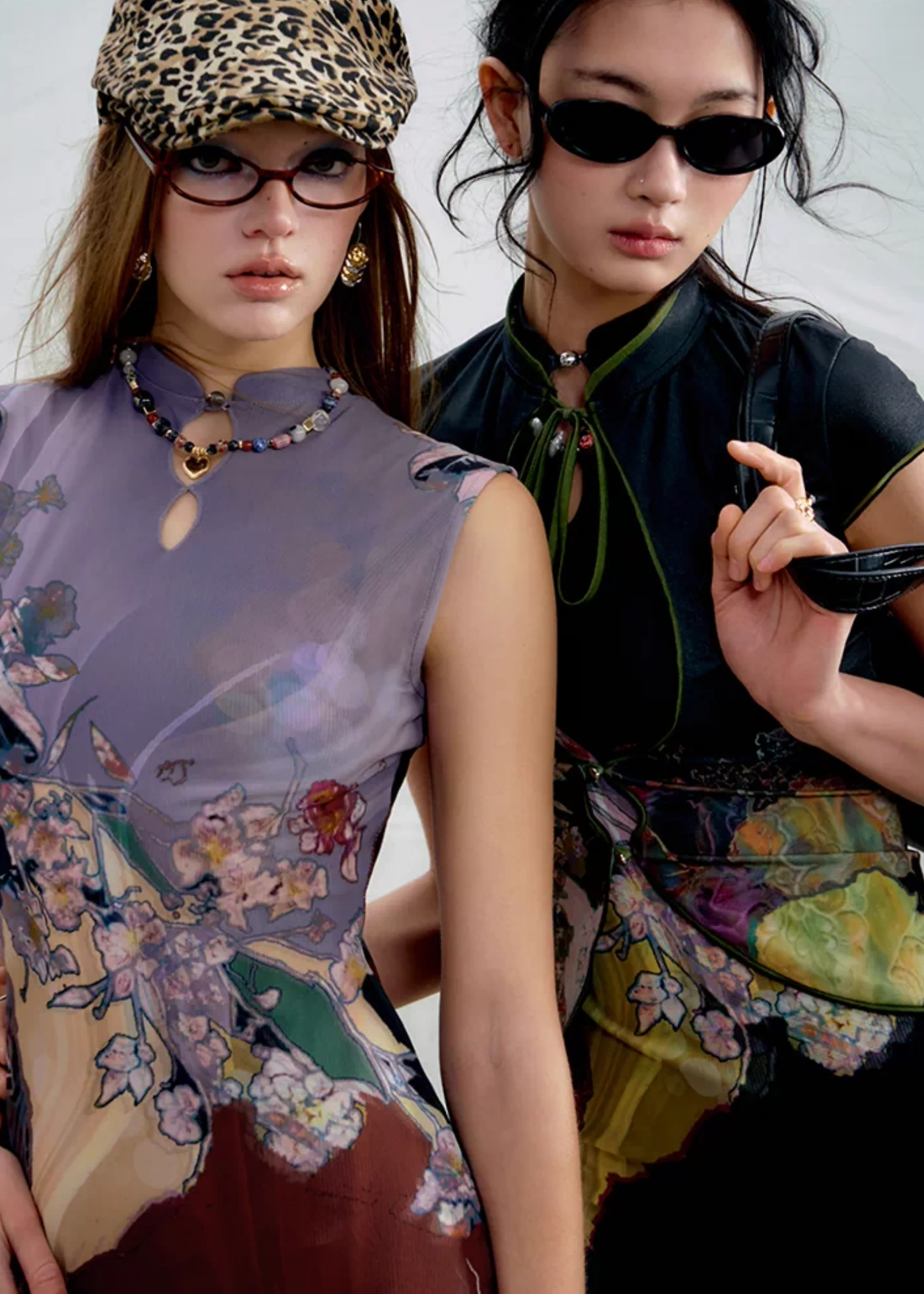 Li Meng 李梦 Plum Dream New Chinese Style Tricolor Print Sleeveless Qipao - Image 9