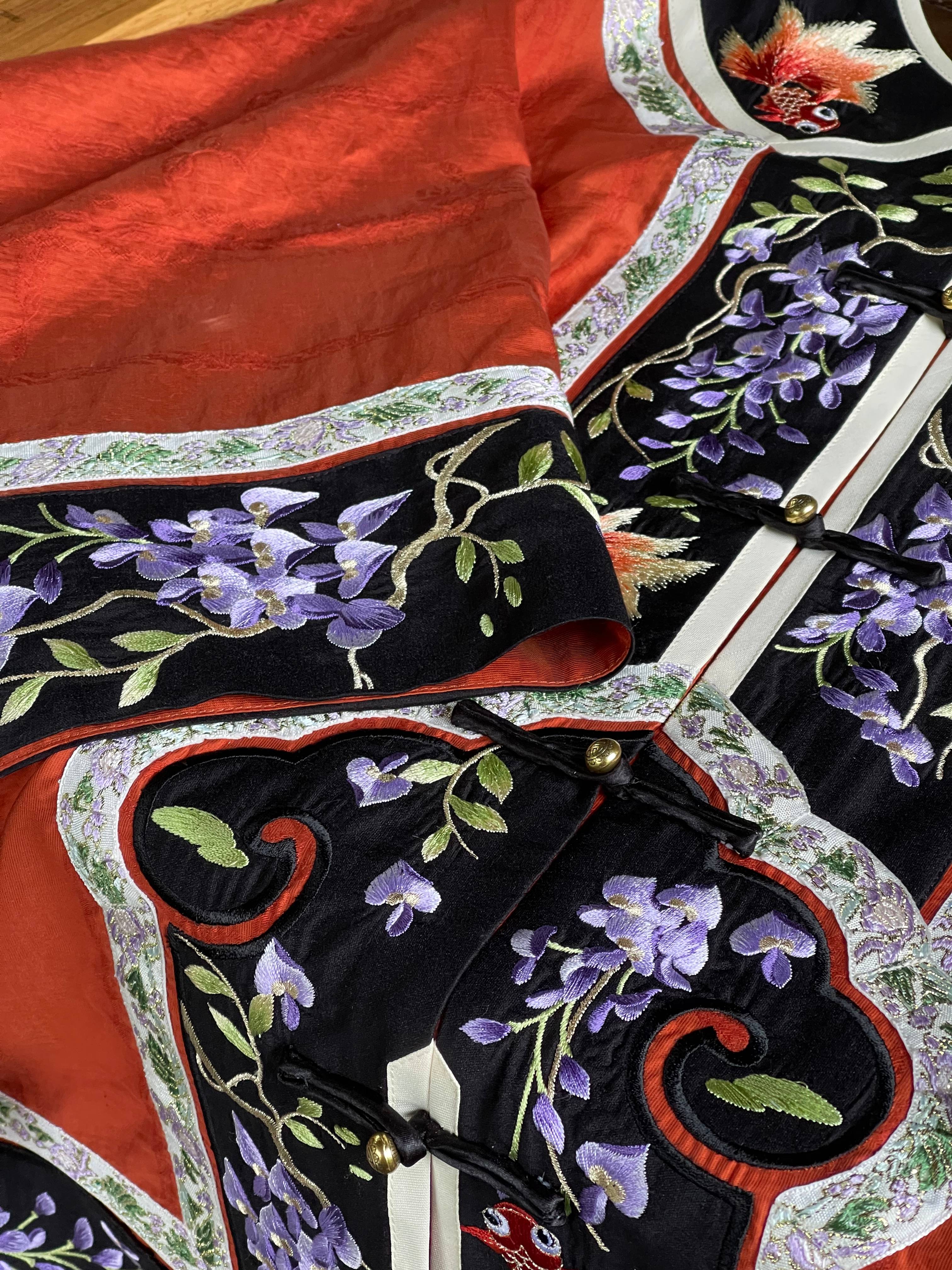 Lian Yi 涟漪 Pond Ripples Qing Dynasty Han Woman's Embroidered Goldfish Round Collar Magua & Pants - Image 7