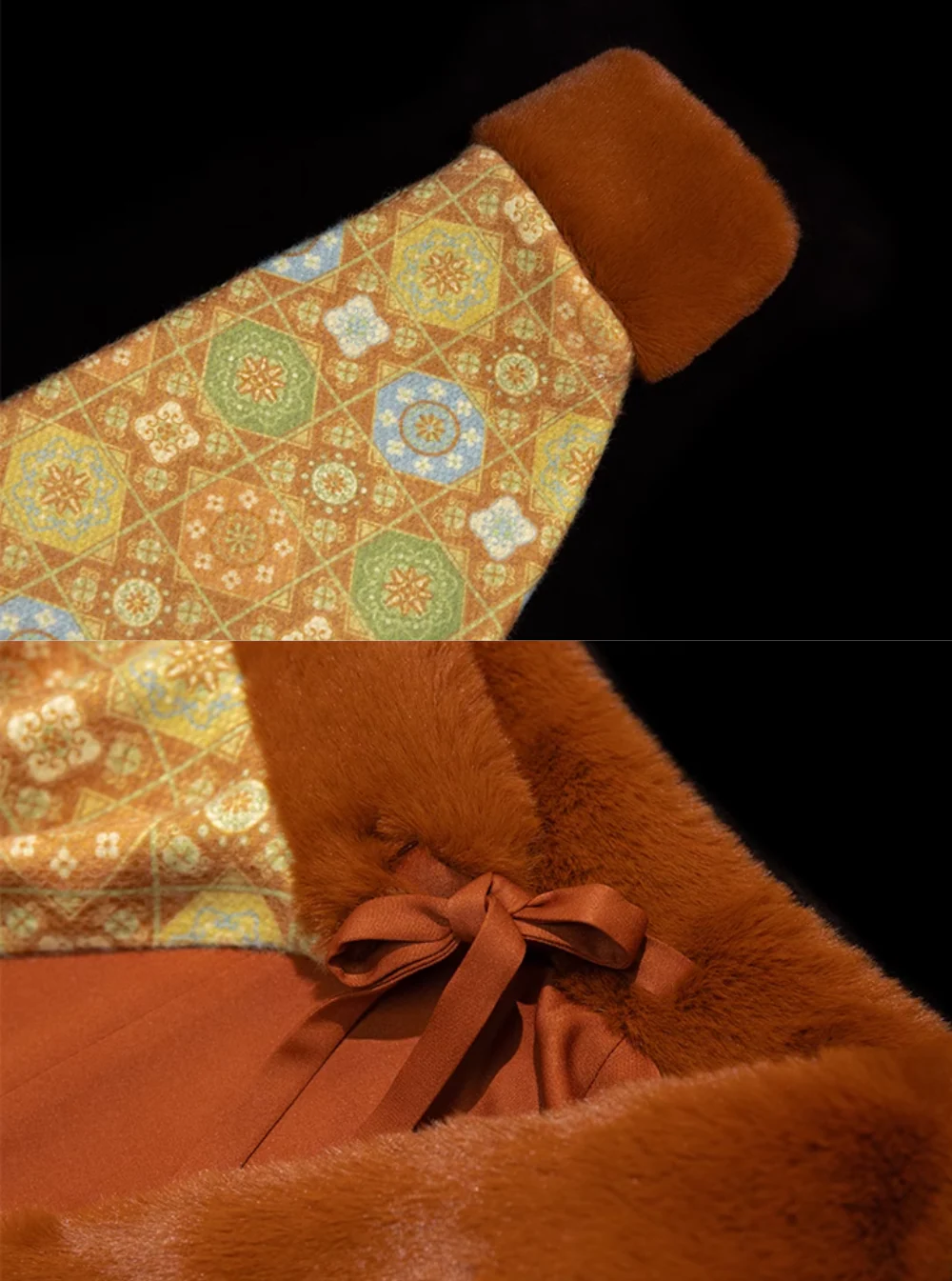 Lili Su 栗栗苏 Chestnut Candy Modern Weijin Quling Curved Collar Jacket & Midi Skirt Set - Image 13