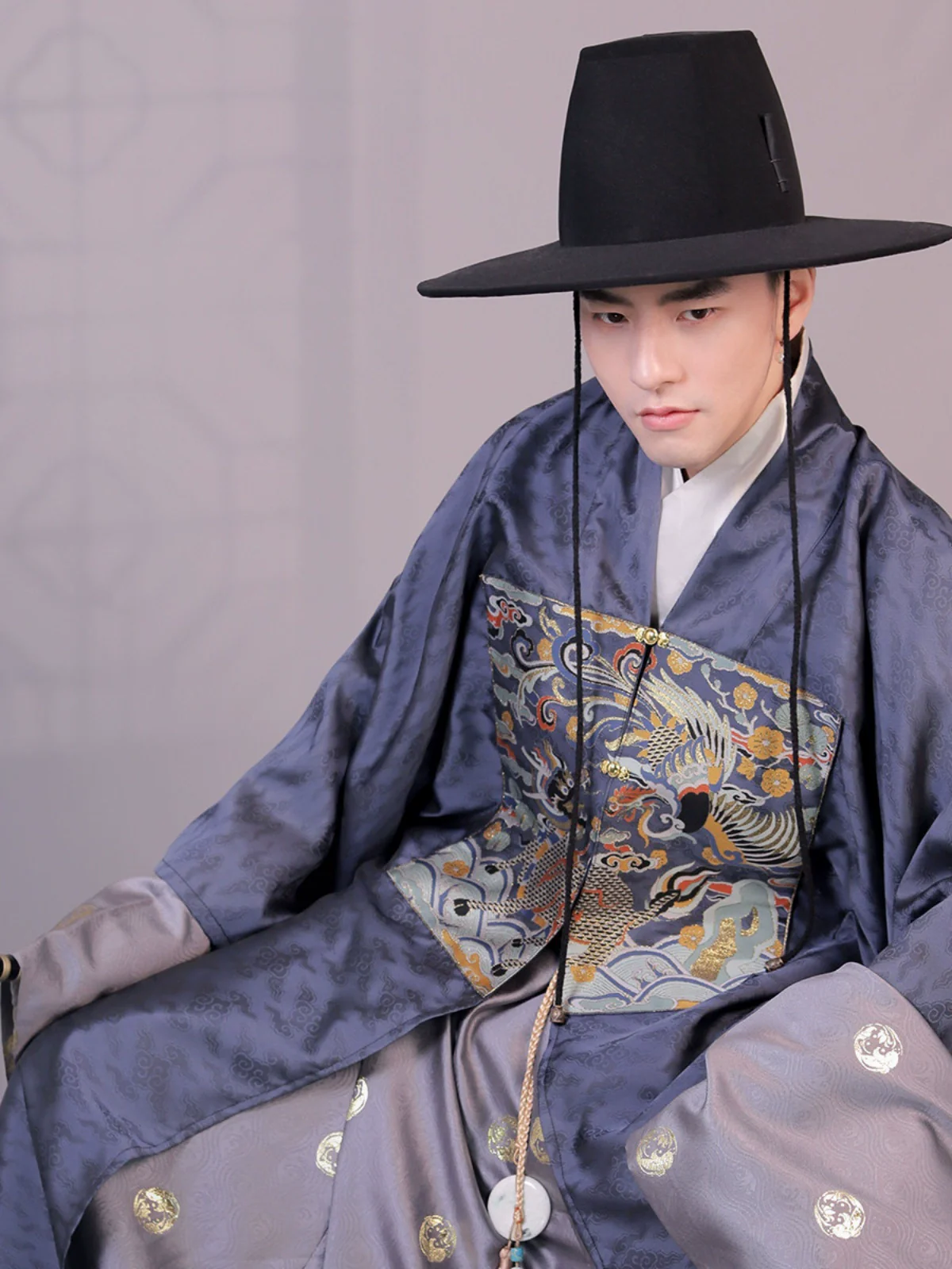 Lin Luan 麟鸾 Qilin & Phoenix Ming Dynasty Helingshan Men's Jacket Set - Image 4