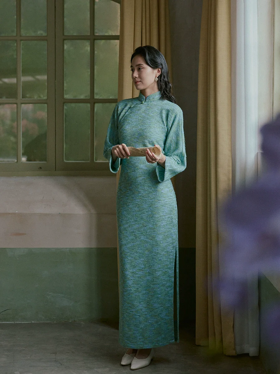 Ling Nan 岭南 Southern Ridge 1930s Knit Long Sleeve Winter Qipao - Image 12