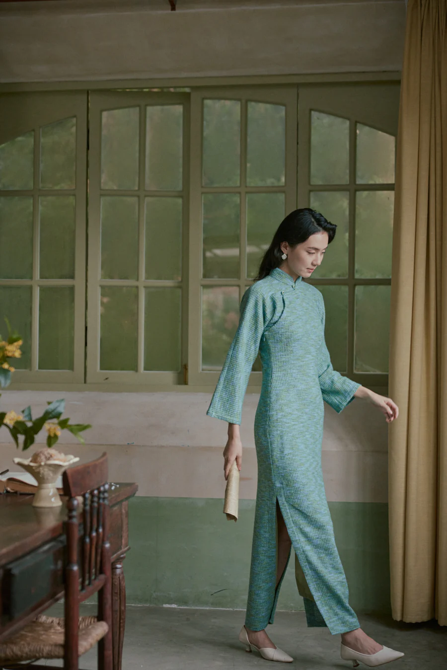Ling Nan 岭南 Southern Ridge 1930s Knit Long Sleeve Winter Qipao - Image 3