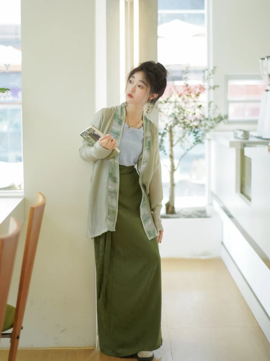 Liu Ye 柳叶 Willow Leaf Song Dynasty Satin Liangpianqun Two Panel Skirt - Image 9
