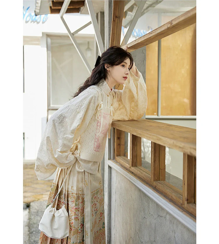 Lu Lu 陆陆 Deer Deer Modernized Ming Dynasty Knit Zhuyao & Mamian Skirt Set - Image 13