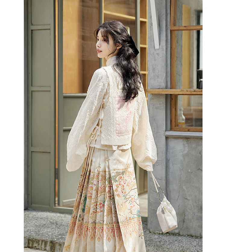 Lu Lu 陆陆 Deer Deer Modernized Ming Dynasty Knit Zhuyao & Mamian Skirt Set - Image 15