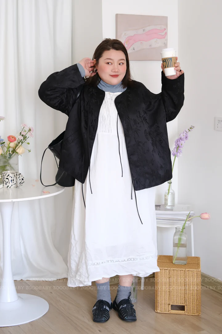 Luo Pan 罗盘 Compass New Chinese Style Plus Size Round Collar Qipao Jacket - Image 10