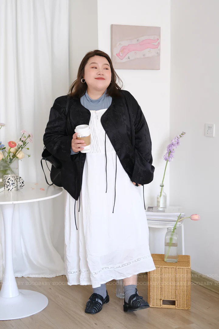 Luo Pan 罗盘 Compass New Chinese Style Plus Size Round Collar Qipao Jacket - Image 12