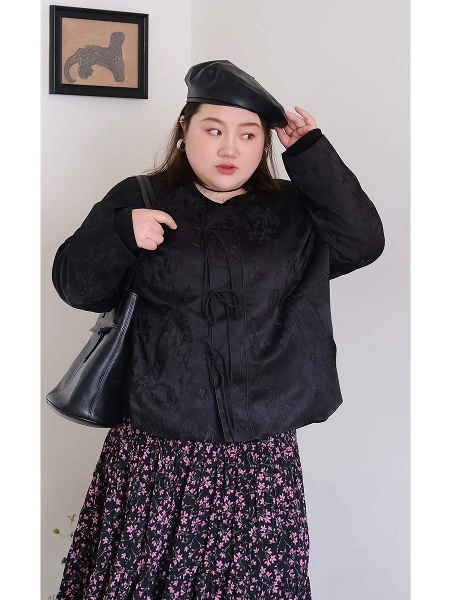 Luo Pan 罗盘 Compass New Chinese Style Plus Size Round Collar Qipao Jacket - Image 3