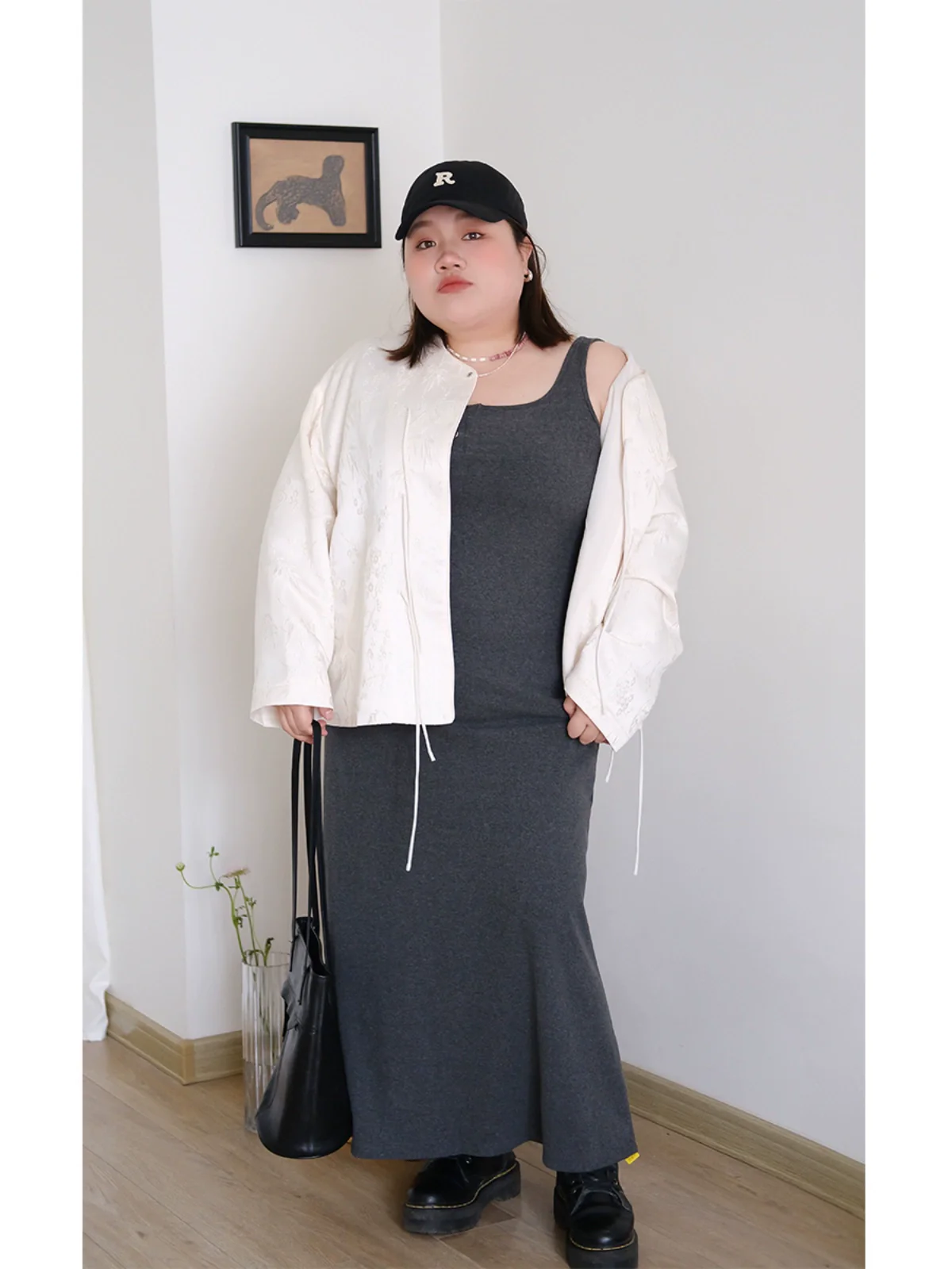Luo Pan 罗盘 Compass New Chinese Style Plus Size Round Collar Qipao Jacket - Image 4