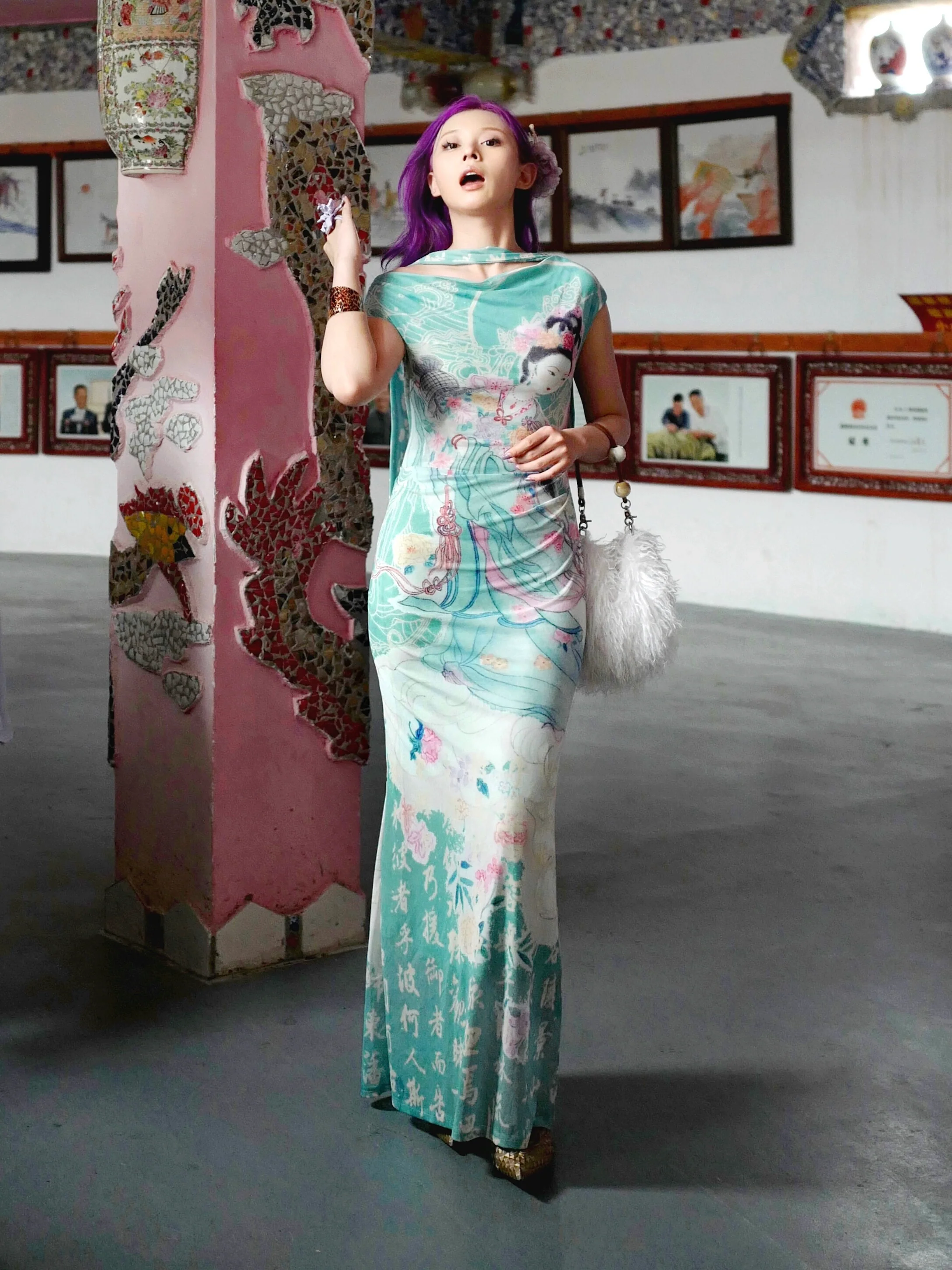 Luo Shen 洛神 Goddess of the River Luo New Chinese Style Off-Shoulder Dress - Image 3