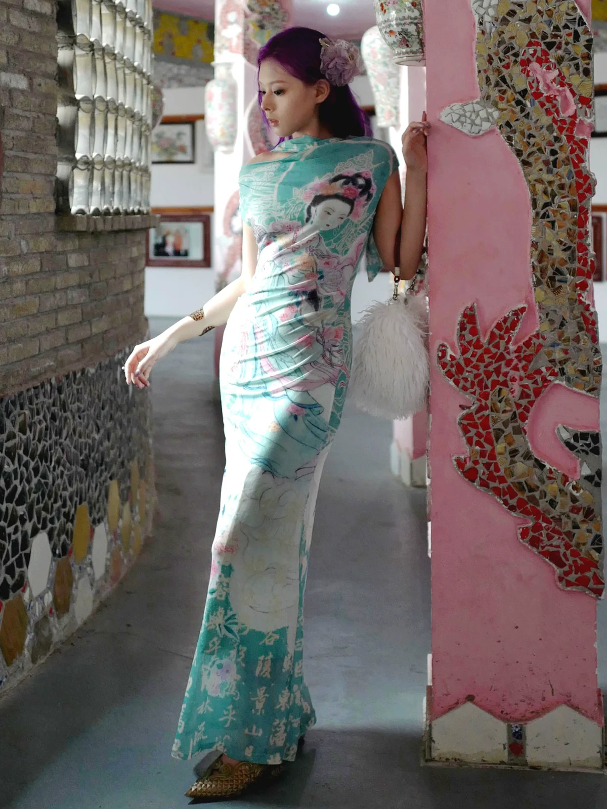 Luo Shen 洛神 Goddess of the River Luo New Chinese Style Off-Shoulder Dress - Image 4
