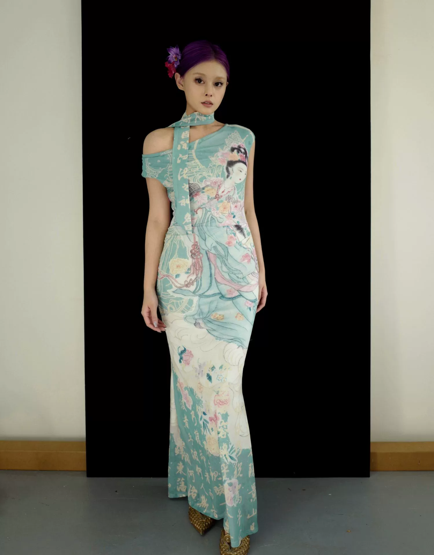 Luo Shen 洛神 Goddess of the River Luo New Chinese Style Off-Shoulder Dress - Image 9