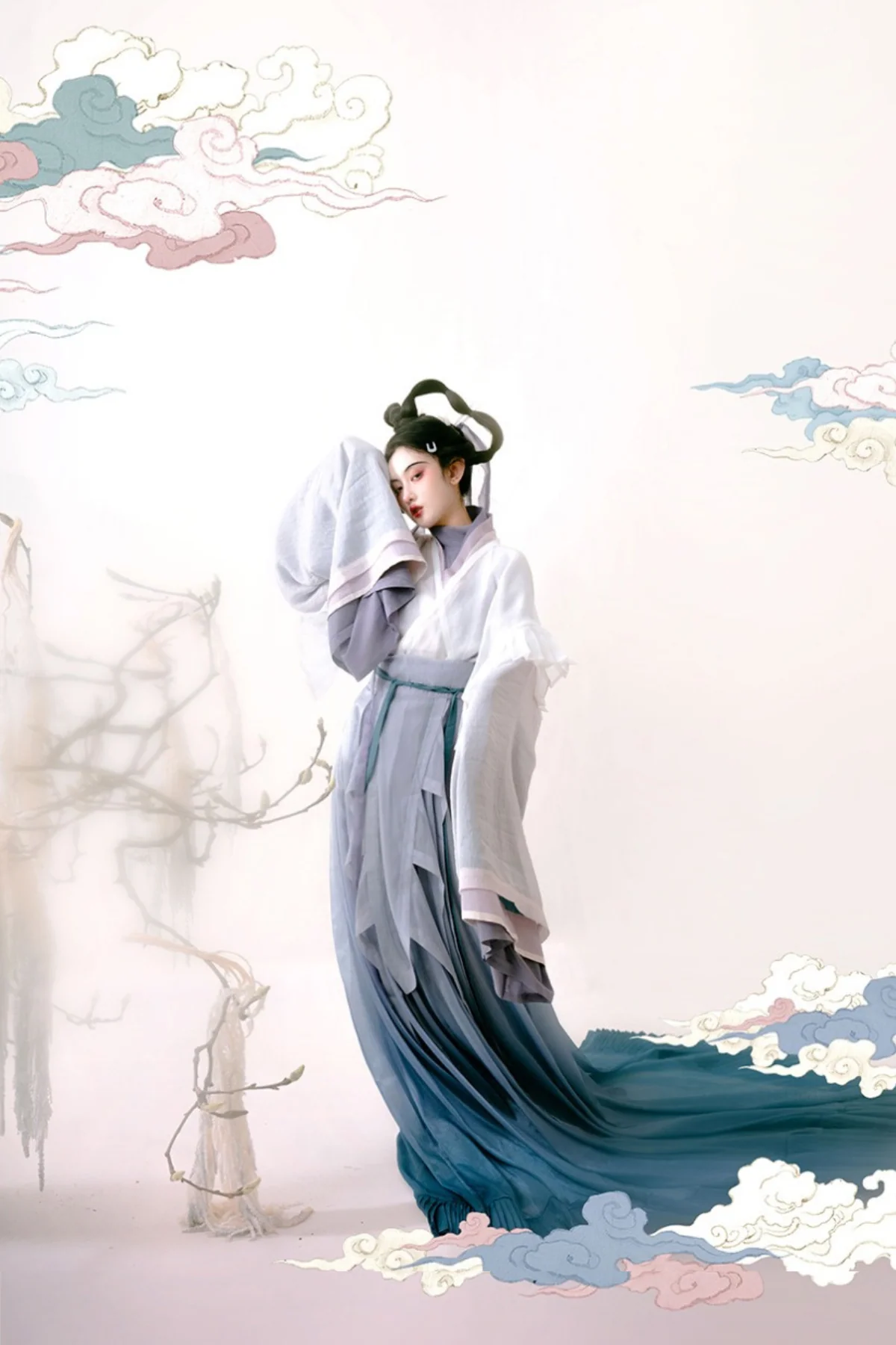 Luo Shen 洛神 River Goddess Wei Jin Zaju Chuishao Fu Swallow Tail & Flying Ribbon Reproduction Set - Image 6