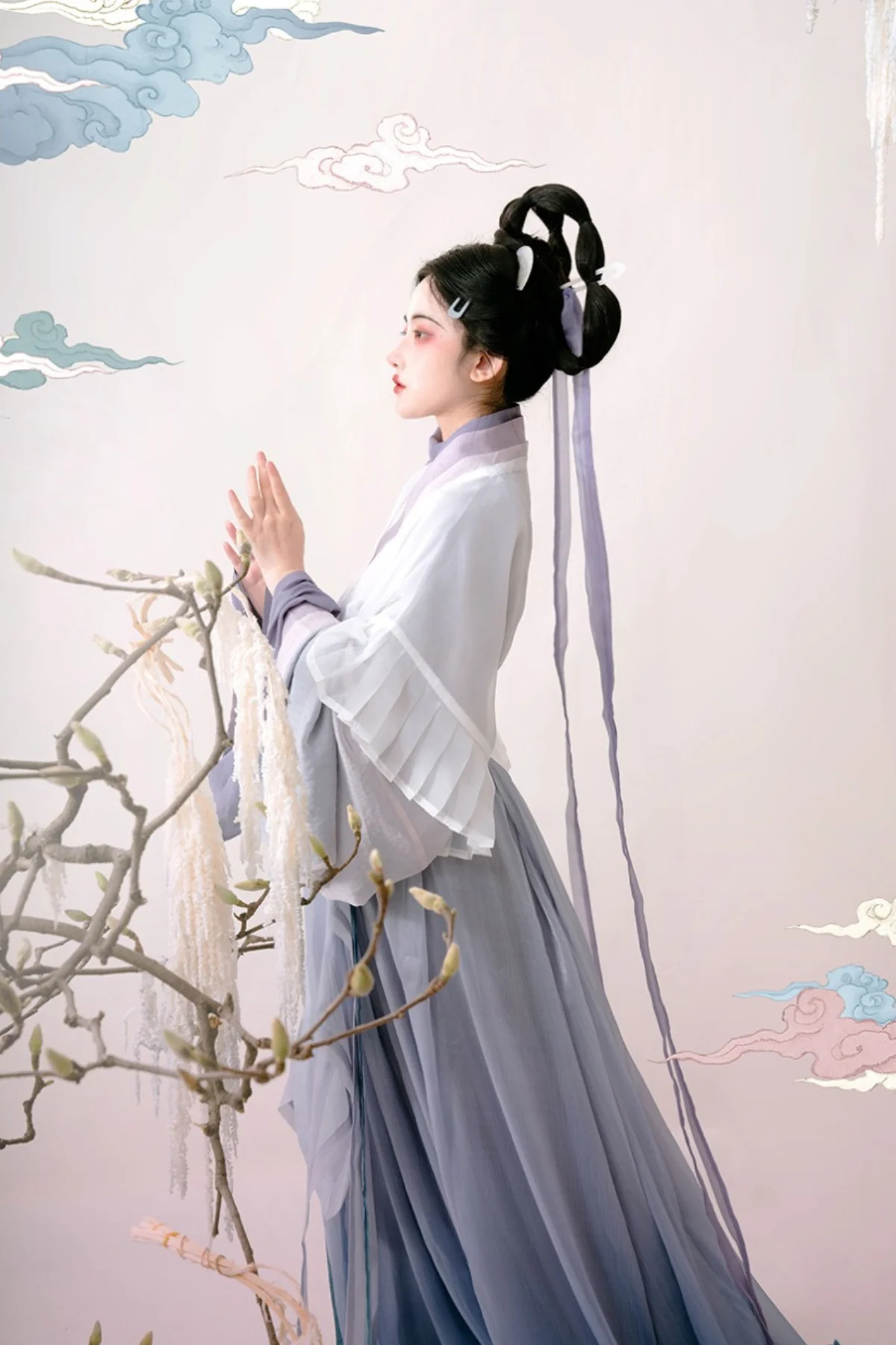 Luo Shen 洛神 River Goddess Wei Jin Zaju Chuishao Fu Swallow Tail & Flying Ribbon Reproduction Set - Image 8
