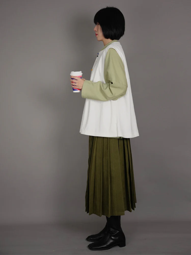 M&Ms 巧克力豆 Ming Dynasty Plus Size Cotton Standing Collar Top & Bijia Vest Set - Image 6