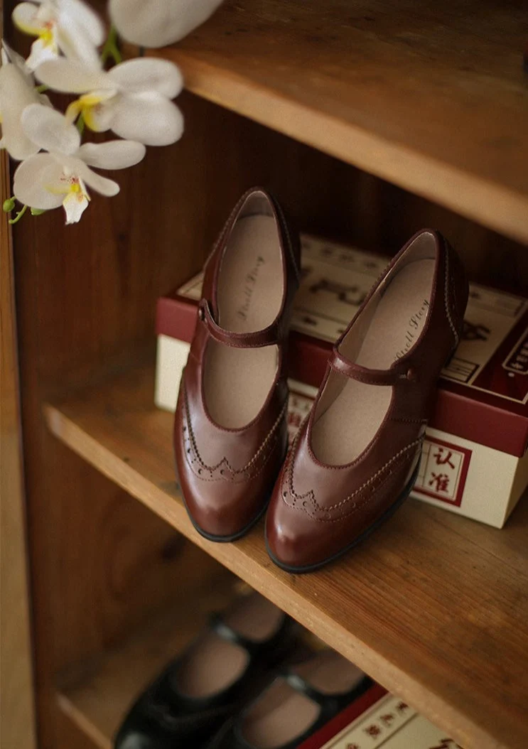 Margarita 玛格丽特 1920s Schoolgirl Reproduction Cowhide Leather Shoe - Image 10