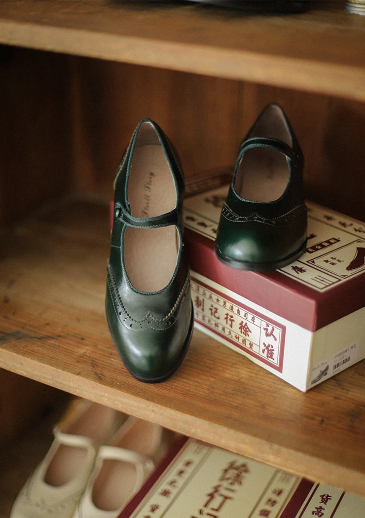 Margarita 玛格丽特 1920s Schoolgirl Reproduction Cowhide Leather Shoe - Image 11