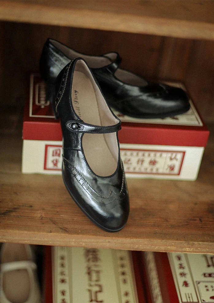 Margarita 玛格丽特 1920s Schoolgirl Reproduction Cowhide Leather Shoe - Image 13