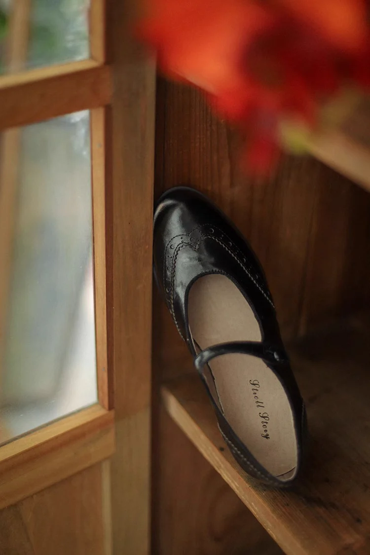 Margarita 玛格丽特 1920s Schoolgirl Reproduction Cowhide Leather Shoe - Image 14