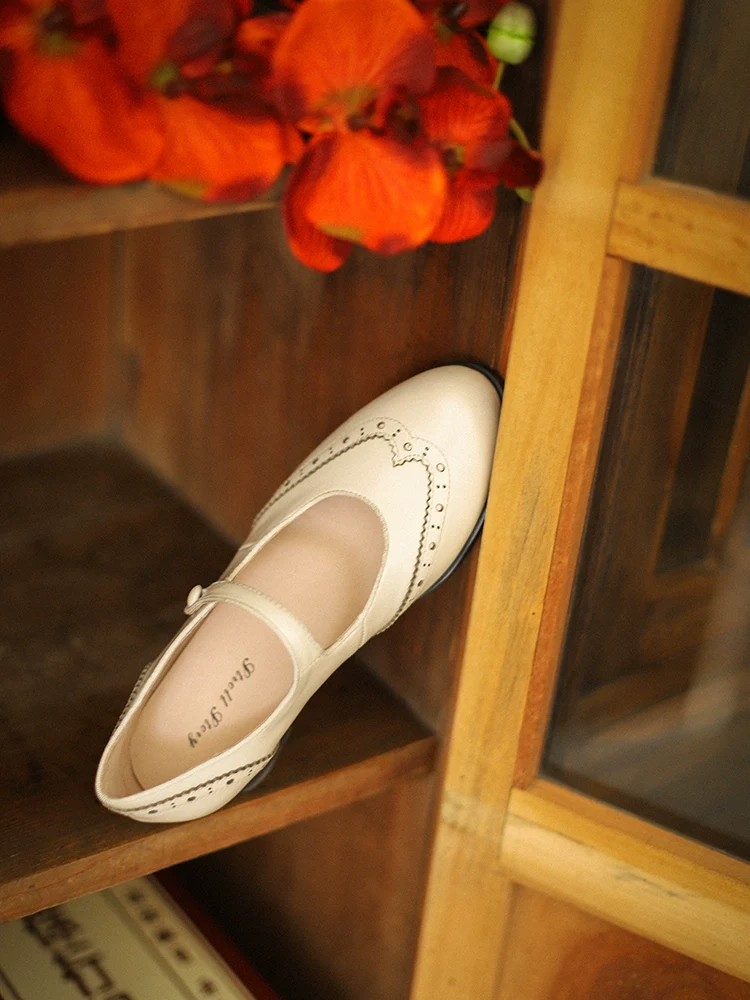 Margarita 玛格丽特 1920s Schoolgirl Reproduction Cowhide Leather Shoe - Image 5