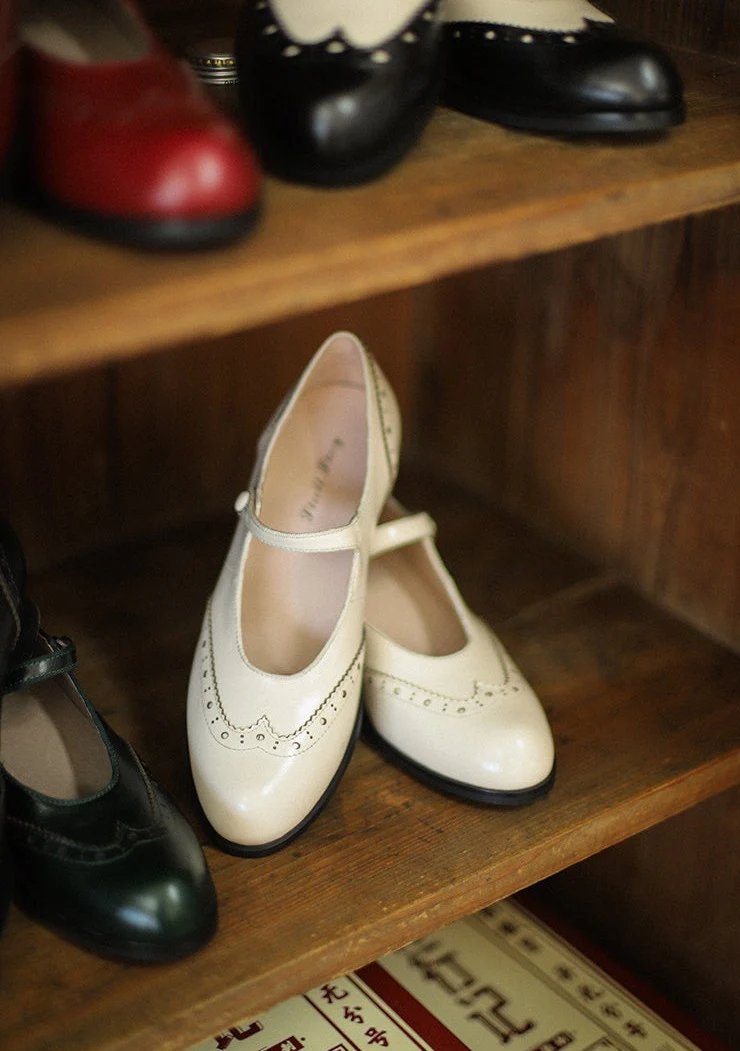 Margarita 玛格丽特 1920s Schoolgirl Reproduction Cowhide Leather Shoe - Image 6
