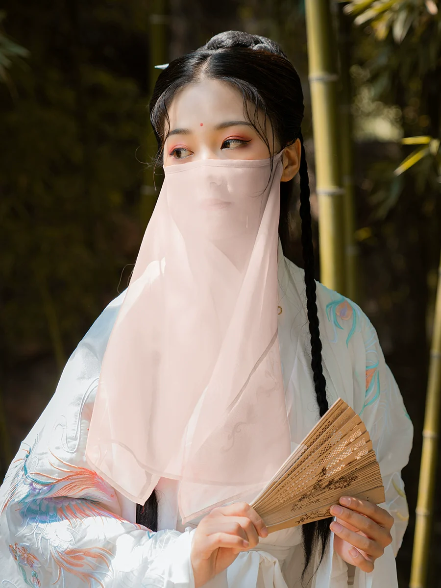Mian Sha 面纱 Face Veil Solid Color Hanfu Accessory - Image 2