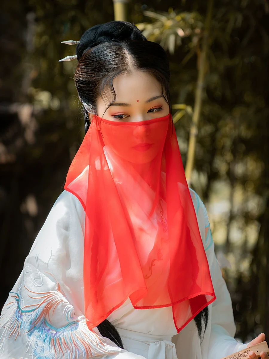Mian Sha 面纱 Face Veil Solid Color Hanfu Accessory - Image 5