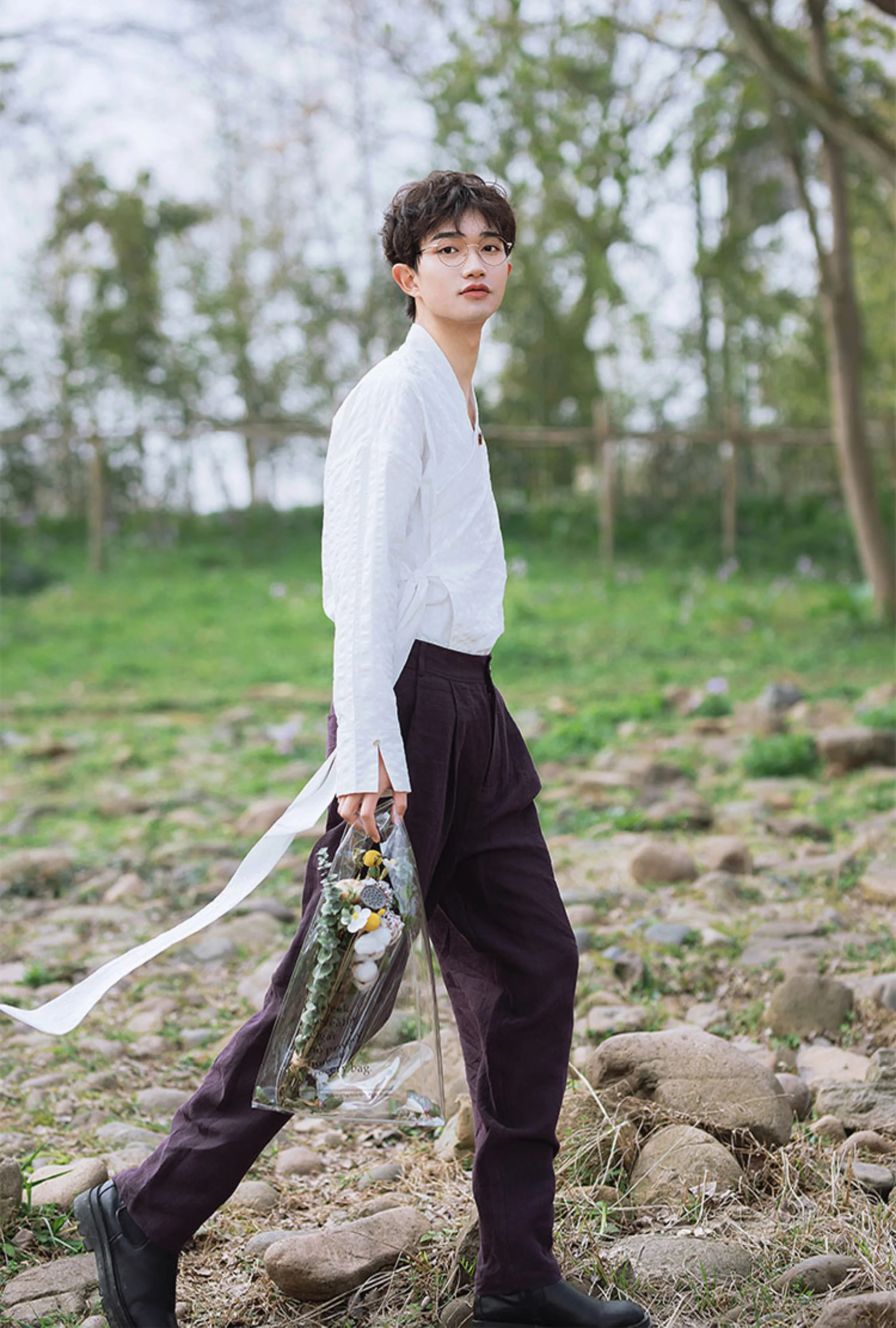 Midnight 凝夜 Modernized Song Dynasty Men's Hemp & Linen Trousers - Image 2