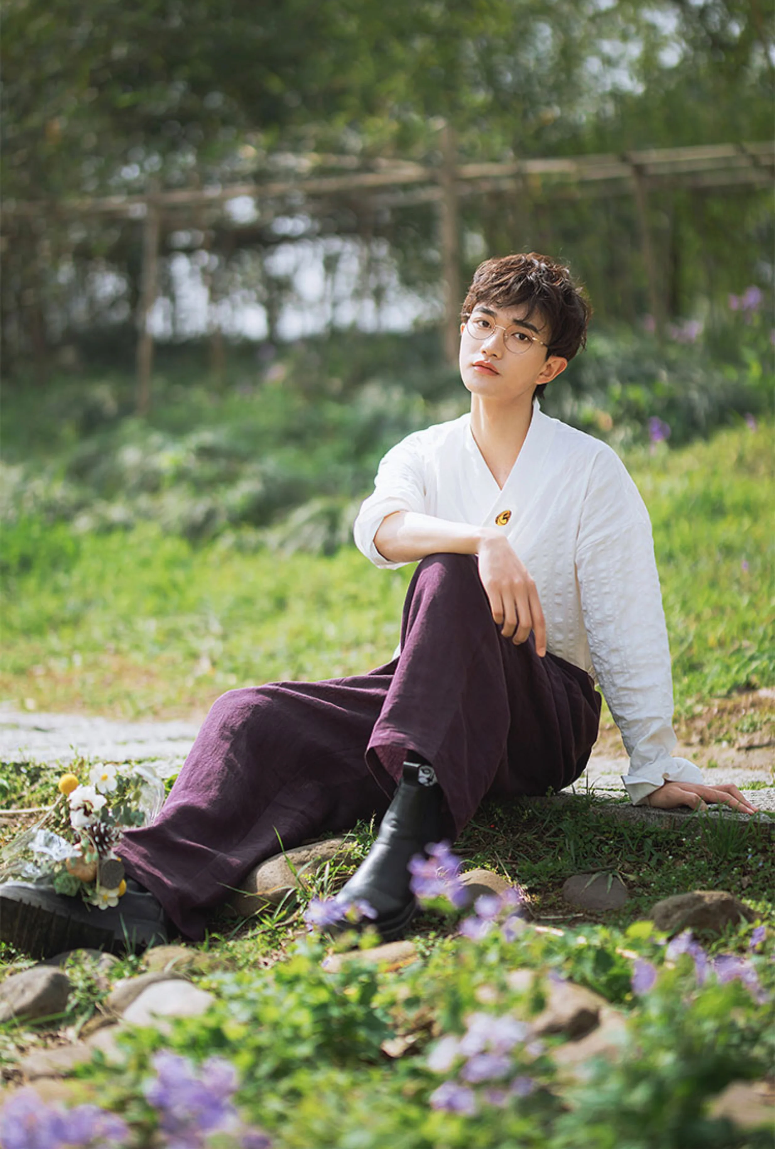 Midnight 凝夜 Modernized Song Dynasty Men's Hemp & Linen Trousers - Image 3